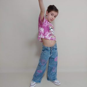 Pantalón jean Wide legg Smile (rosa)