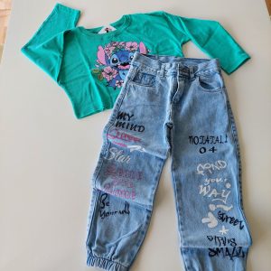 Pantalón jean Jogger Graffiti (rosa)
