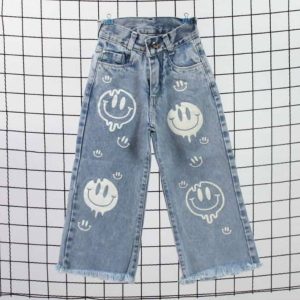 Pantalón jean Wide legg Smile (blanco)