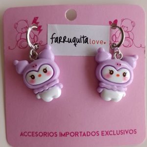Aritos Kuromi lila cachetitos