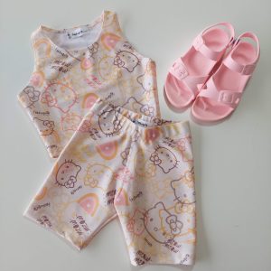 Conjunto Top y Biker Kitty clarito