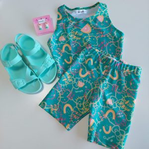 Conjunto Top y Biker Kitty Verde