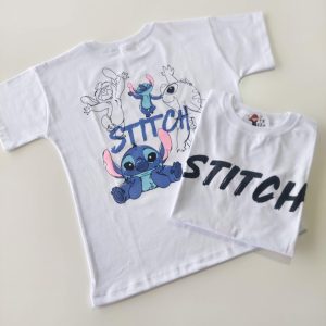 Remera m/c Stitch Sketch Blanca
