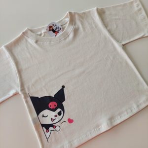 Remera m/c Crop Top Kuromi Lateral Natural
