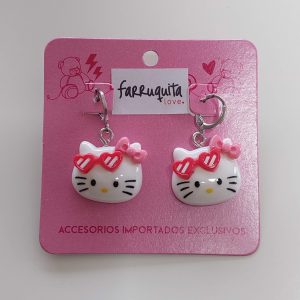 Aritos Kitty Gafas Corazón