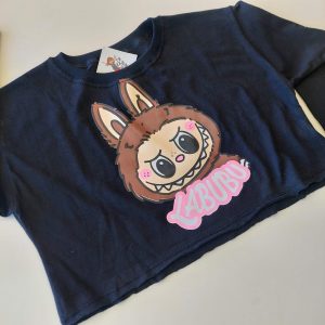 Remera Crop Top m/l Labubu negra