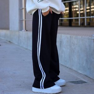 Pantalón Sport Doble Línea negro frisa