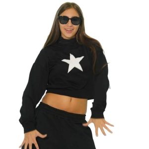 Buzo pupera Star negro frisa
