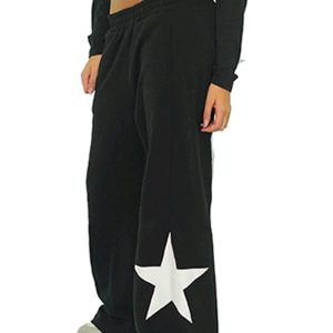 Pantalón Palazo Star negro frisa