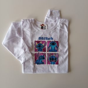 Remera Crop Top m/l Stitch Humores Blanca