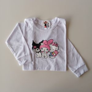 Remera Crop Top m/l Sanrio Tridente Blanca
