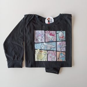Remera Crop Top m/l Sanrio Comic Negra