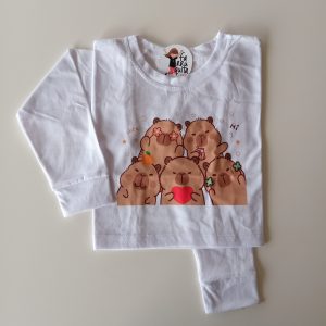 Remera Crop Top m/l Capybara Friends Blanca