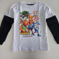 Remera m/l Skate Brainrot Friends Blanca