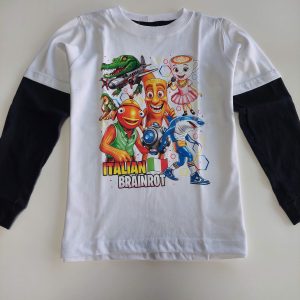 Remera m/l Skate Brainrot Friends Blanca