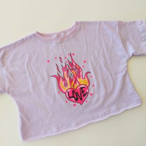 Remera Crop Top m/c Fuego Lila