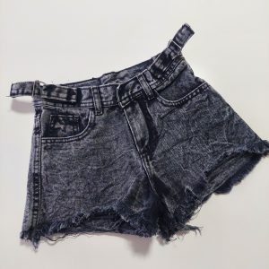 Short Jean Cleo negro gastado (ajustable)