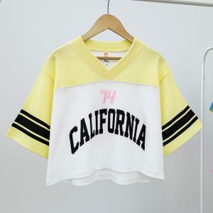 Remera Crop Top m/c California amarillo