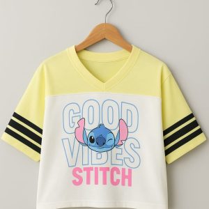 Remera Crop Top m/c Stitch Amarillo