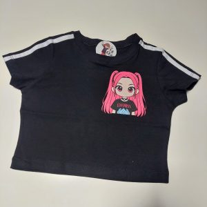 Remera crop top Baby Tee Mira KPop negra