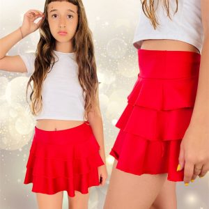 Falda volados roja