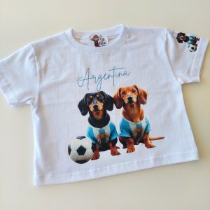 Remera crop top m/c perritos Argentina