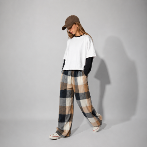 Pantalón Baggy damero tostado