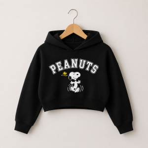Buzo Snoopy crop negro